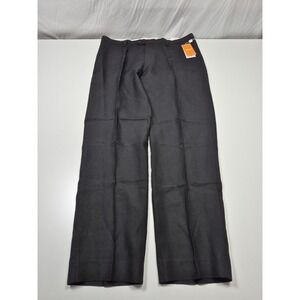 Inserch Dress Pants Mens 42x34 Black Linen Flat Front Straight Lined NWT